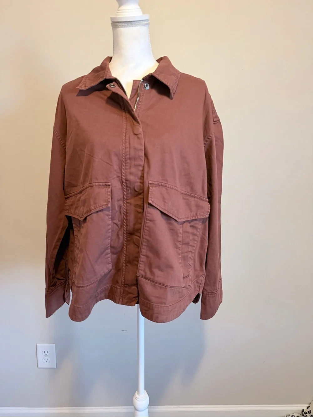 NWT Pistola Jessa oversized Utility jacket in Spice brown full zip Size medium